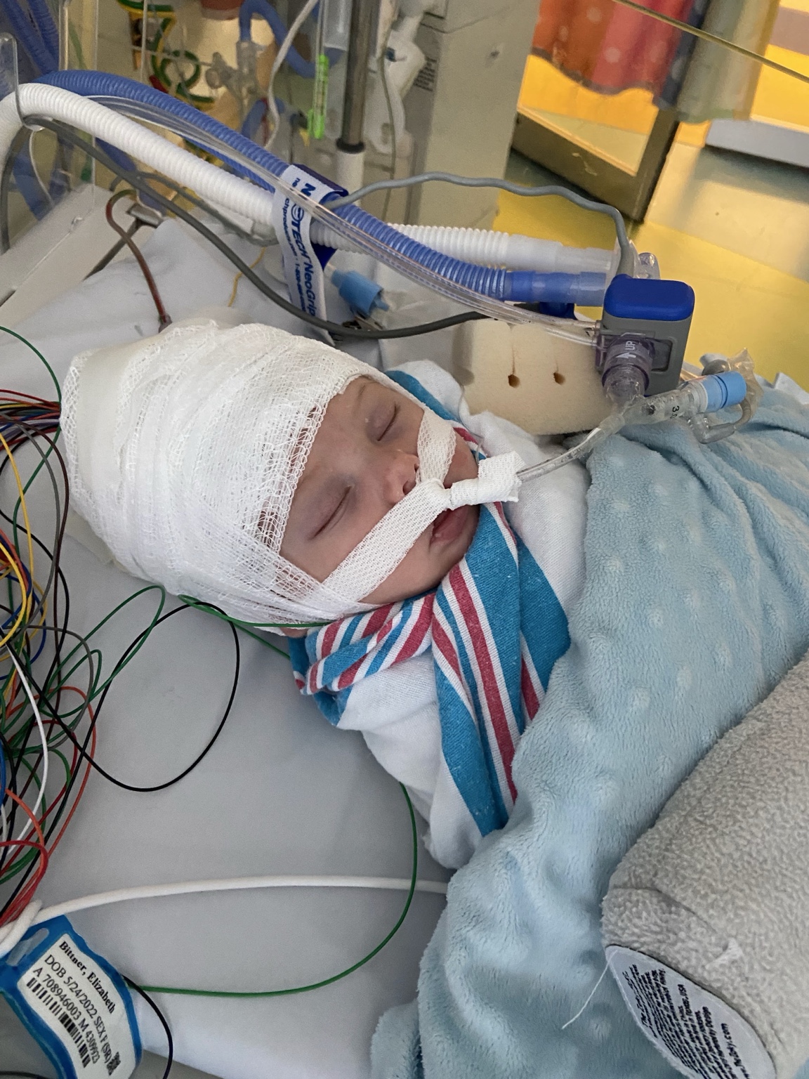 Lizzie as a newborn in the hospital